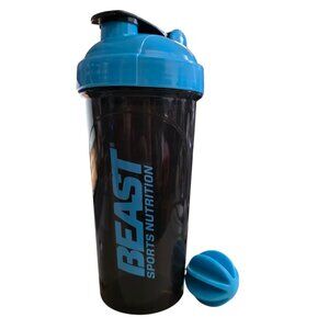 Beast Sports Nutrition 28oz Shaker Bottle Black/Blue with Mixing Ball